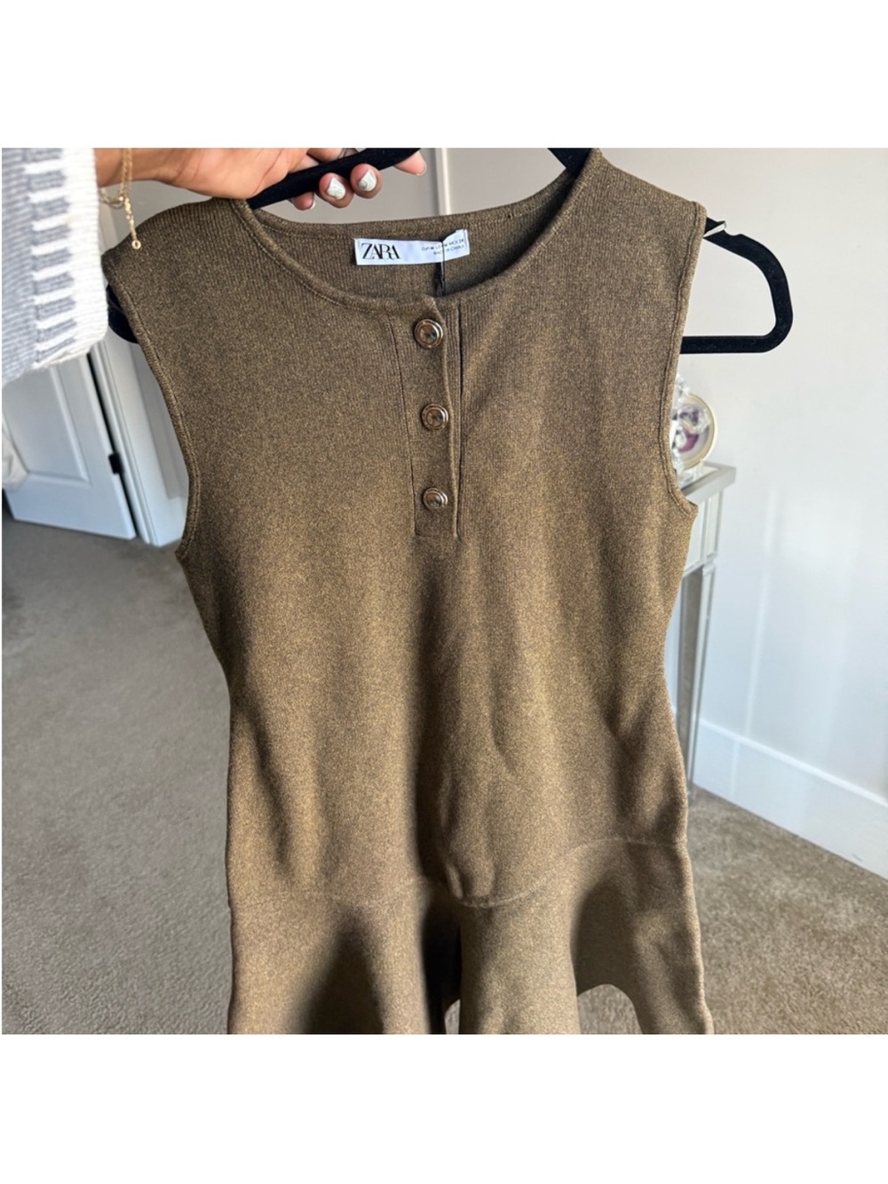 Zara Green Sleeveless Knit Dress